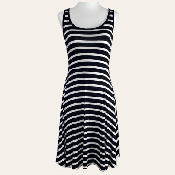 Old Navy Tank Dress Fit and Flare Striped Black and White - Picture 3 of 10